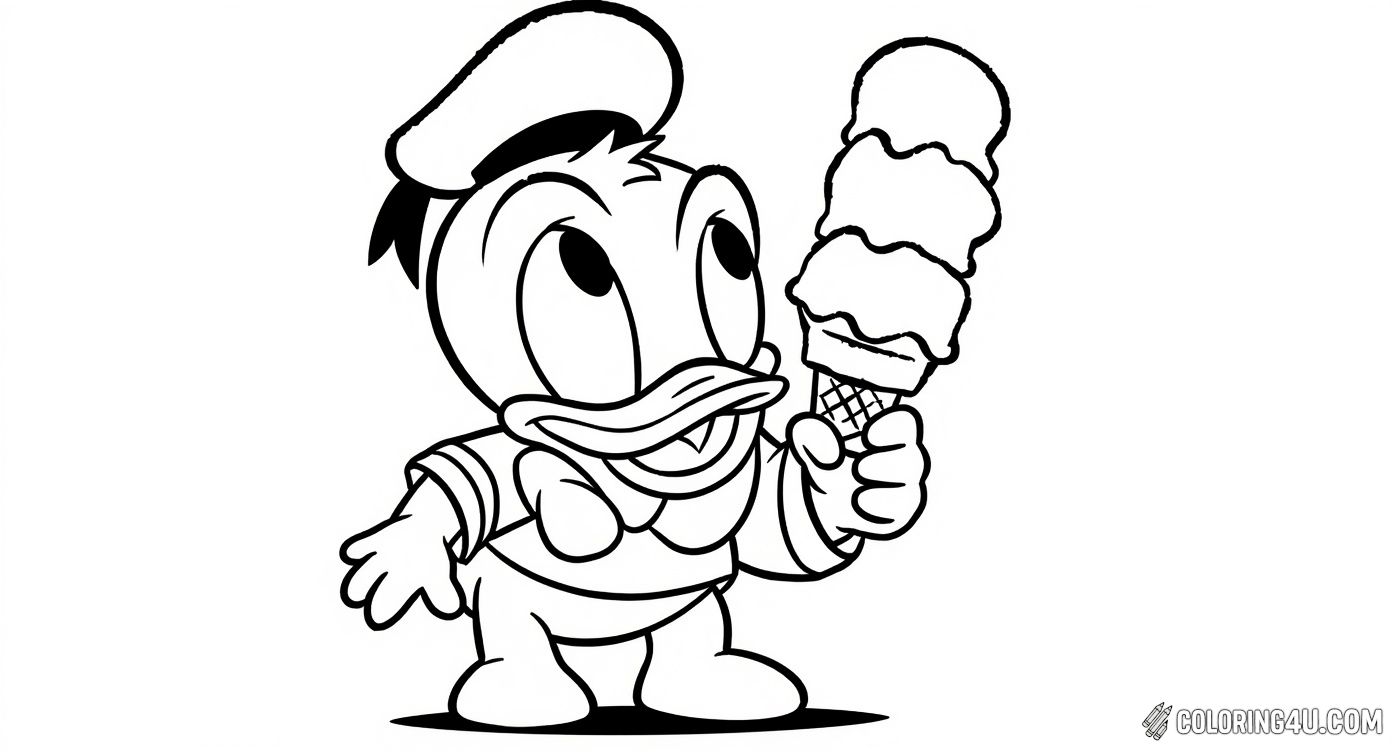 Donald Duck Holding Ice Cream Cute Disney