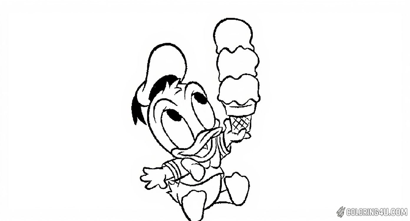 Donald Duck Holding Tall Ice Cream Cone