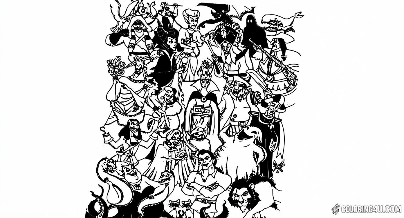 Classic Disney Villains Collection Coloring Page