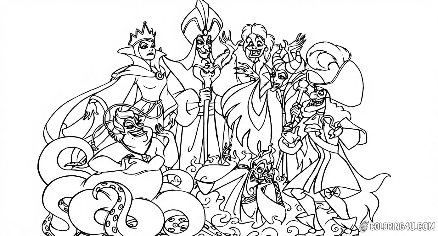 Group Of Disney Villains Maleficent Jafar Hades Ursula