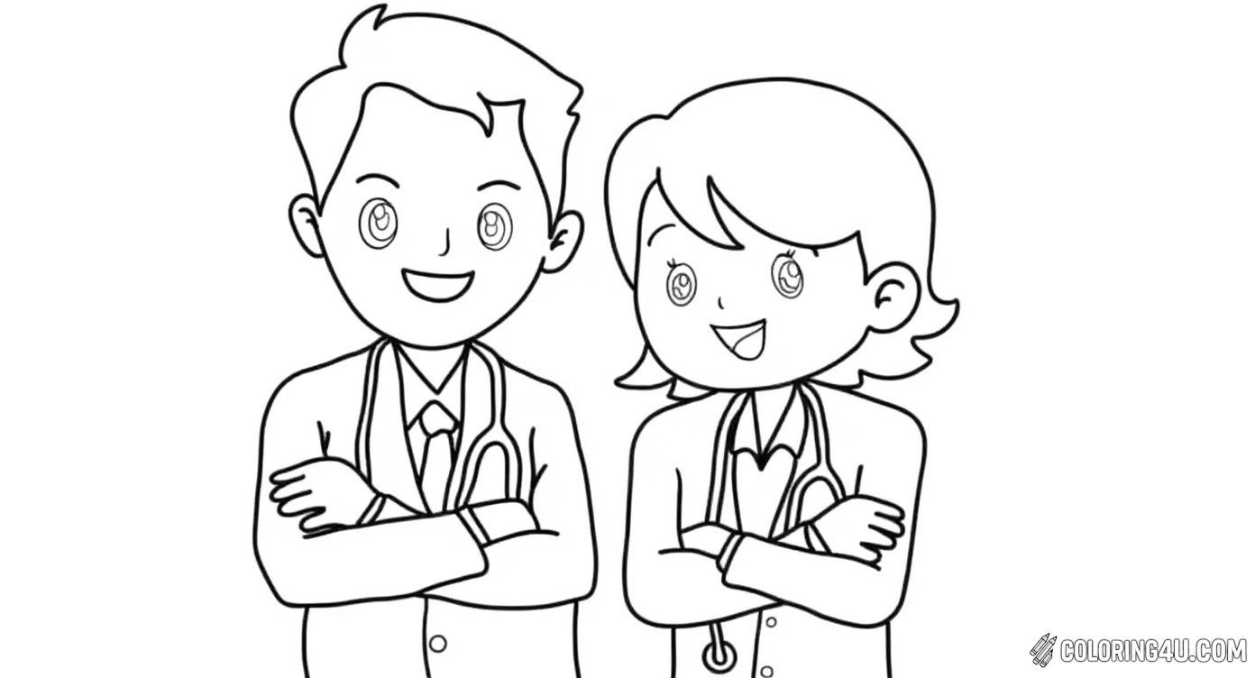Smiling Doctor And Nurse Standing Together