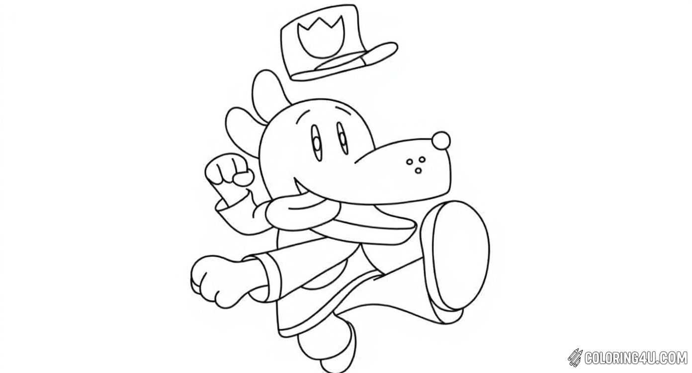 Printable coloring page of Dog Man Jumping Happy Action from the Dog Man category.