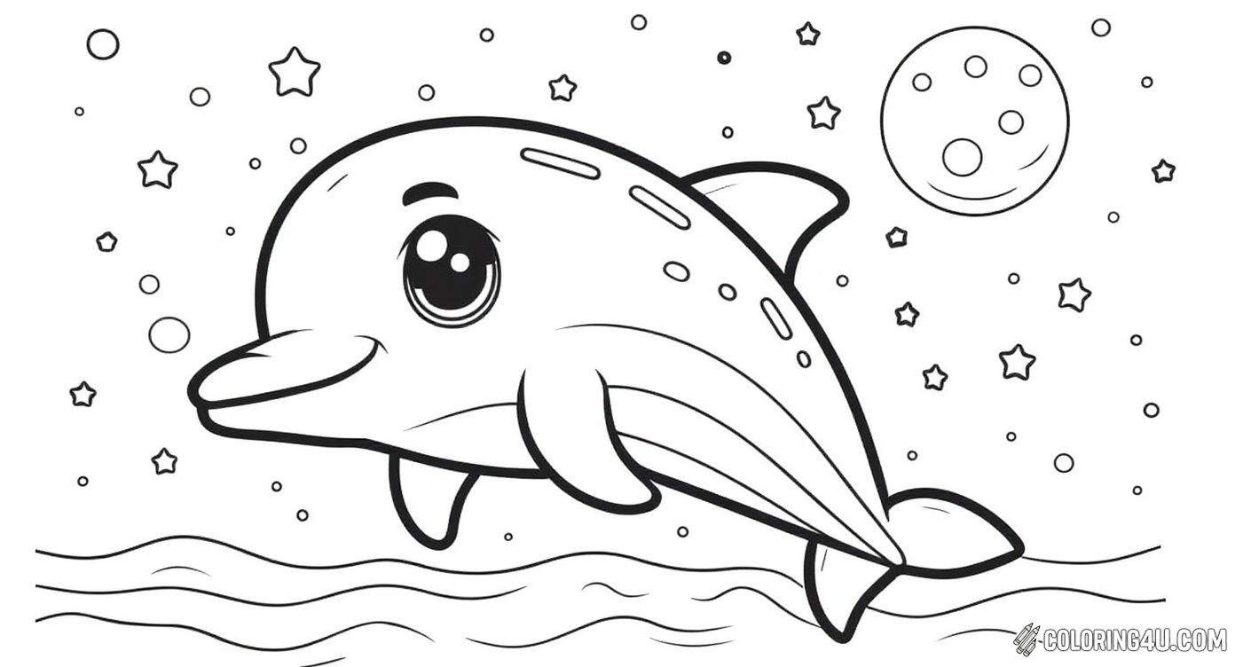 Dolphin Jumping Under Starry Night Sky