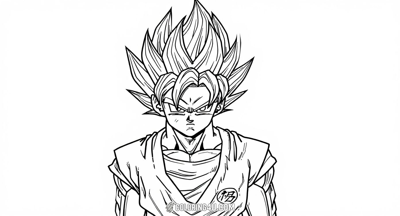 Get ready to color this fierce image of Super Saiyan Goku from the Dragon Ball Z series! With his spiky, electrifying hair and determined look, this powerful warrior is ready for action. Kids will love bringing this iconic character to life with vibrant colors and creative flair.