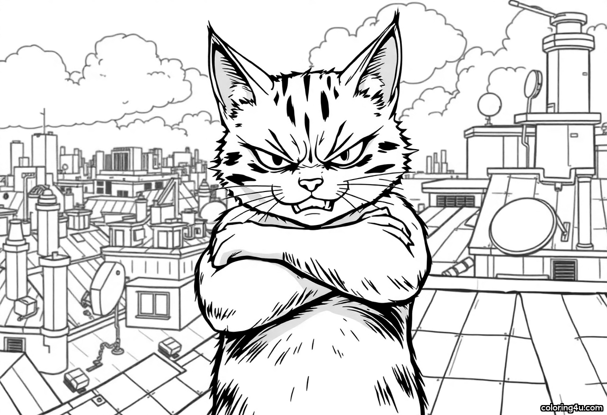 Angry Cat With Crossed Arms