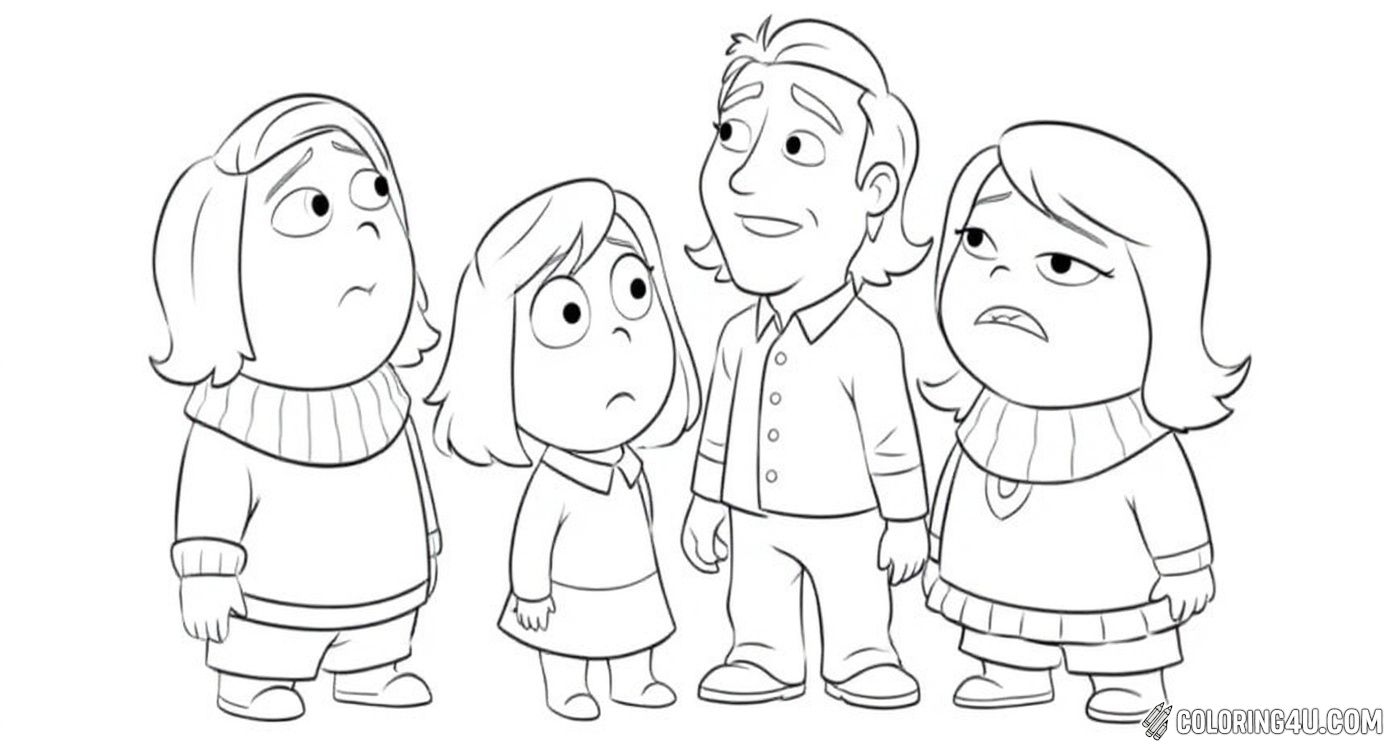 Color your favorite characters from the movie Inside Out in this lively coloring page! Each character represents a different emotion, helping kids understand how feelings like joy, sadness, anger, fear, and disgust play a part in our daily lives.