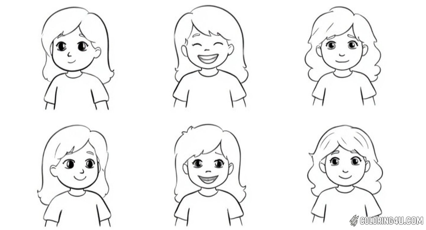 Discover six different emotions with adorable children showing feelings like sad, curious, happy, and surprised. Each page helps kids understand and color different expressions, making learning about emotions fun and creative.