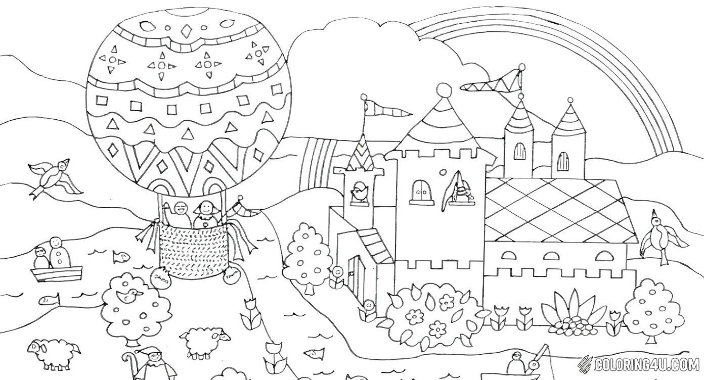 Fairy Tale Castle With Hot Air Balloon