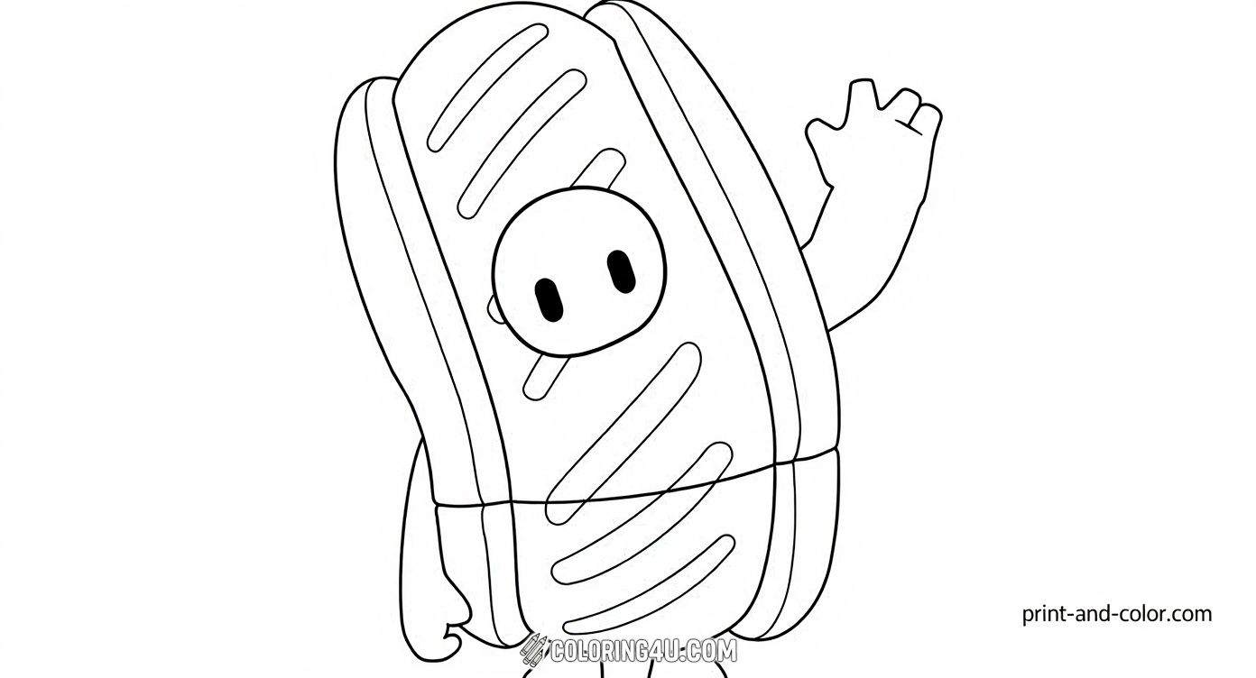 Fall Guys Hot Dog Costume Waving