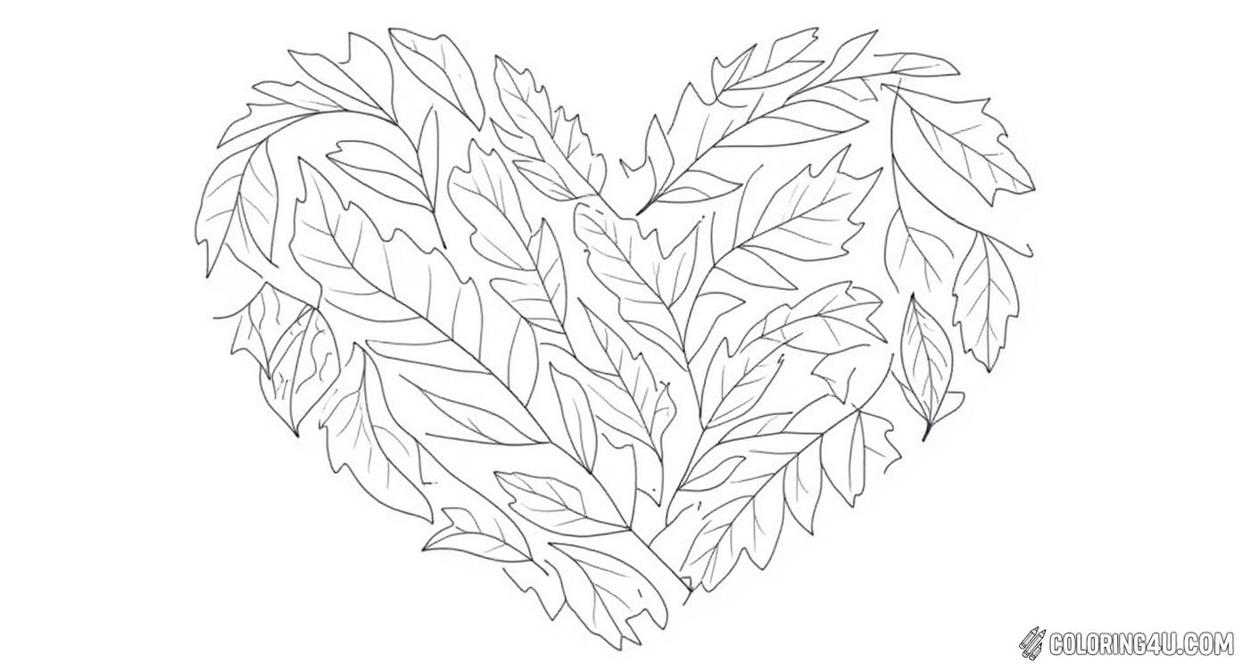 Heart Shaped Mixed Autumn Leaves Pattern