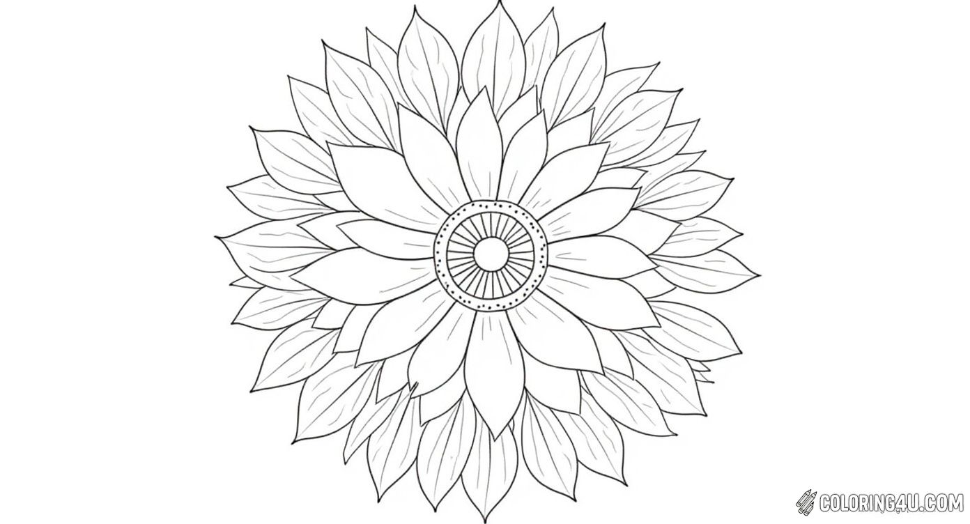 Detailed Flower Mandala With Leafy Elements