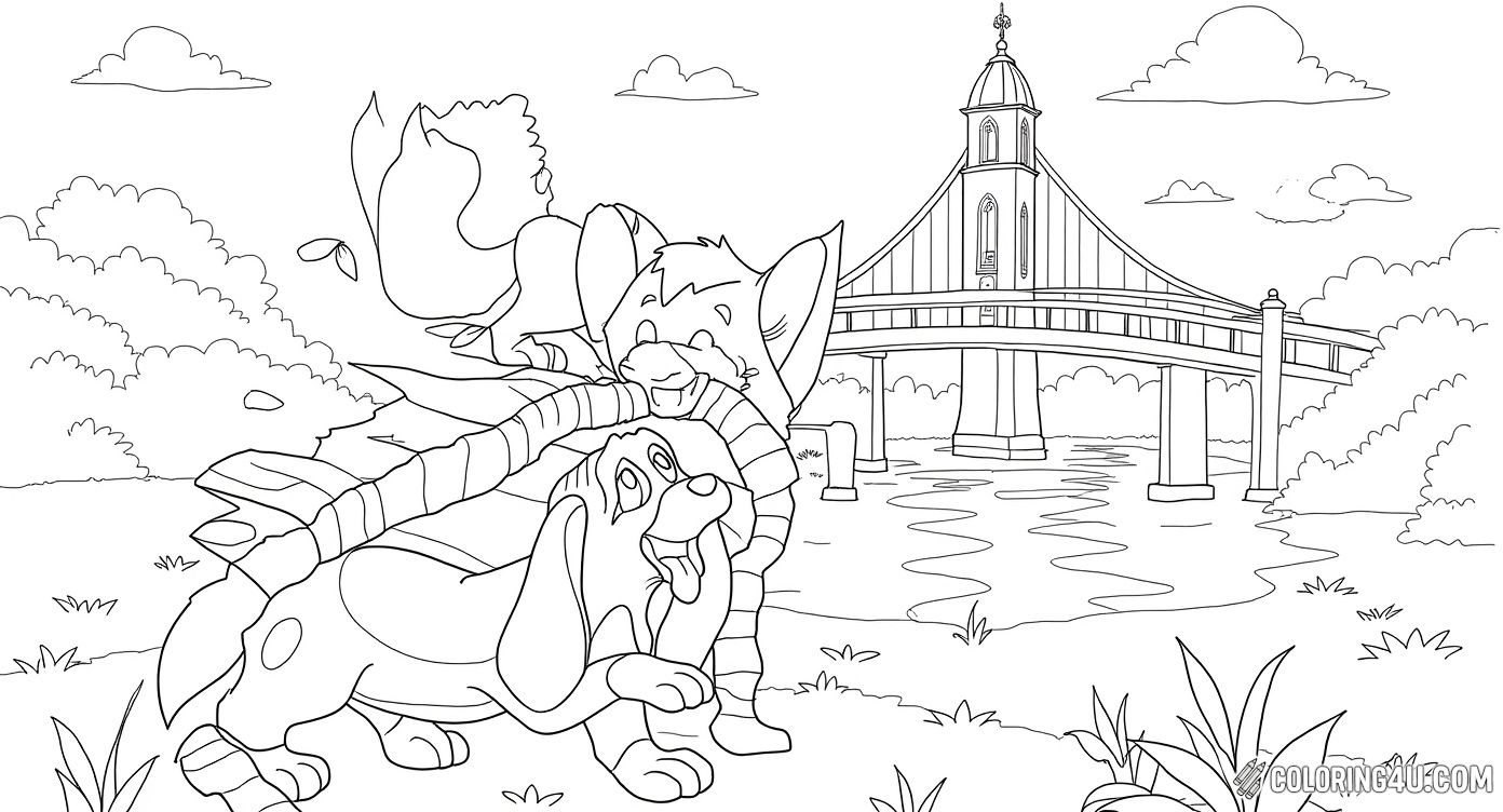 Fox And The Hound Tod And Copper At Bridge