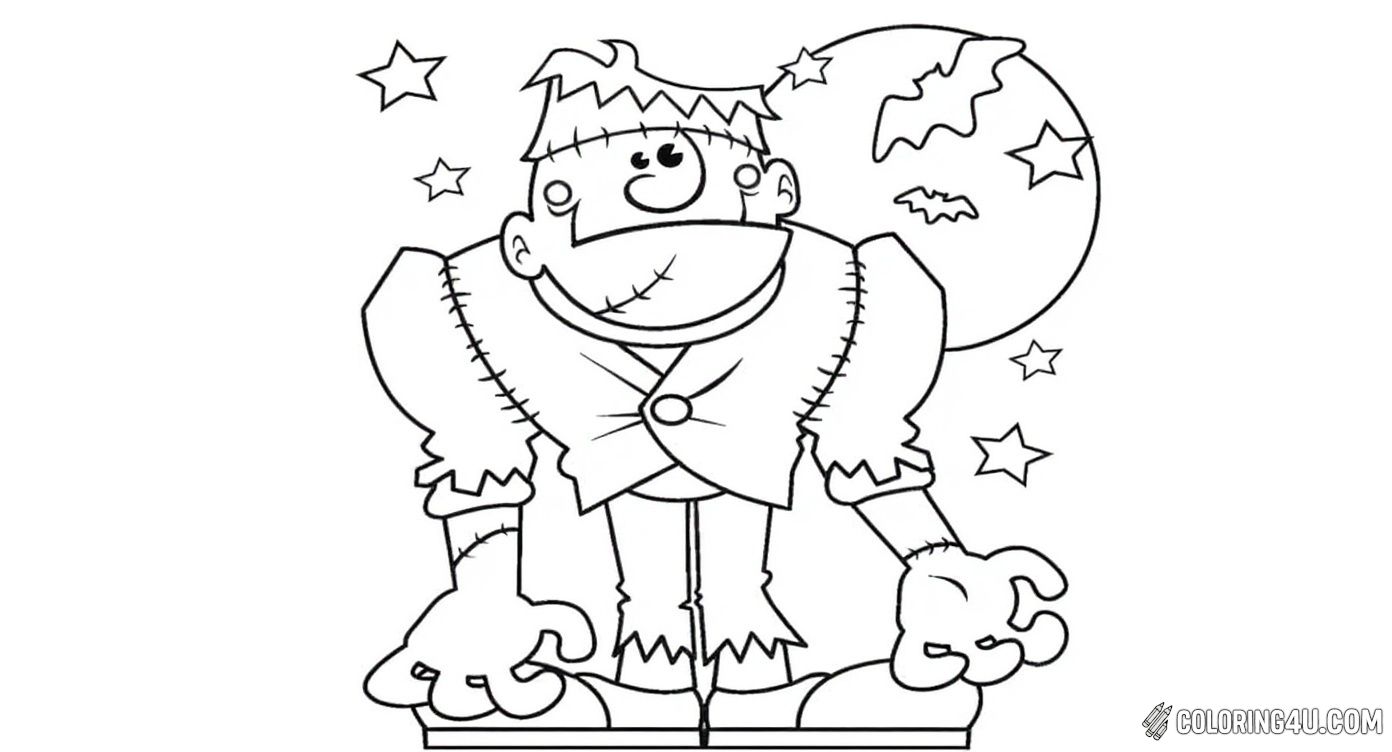 Playful Frankenstein Monster Moon And Stars