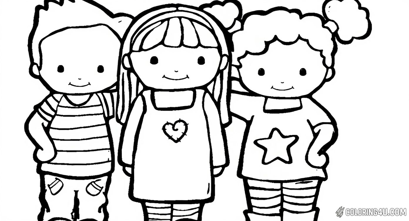 Three Happy Friends Standing Together