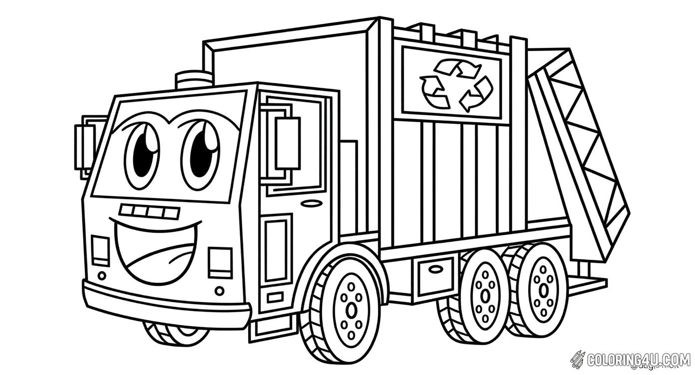 Happy Garbage Truck Recycling Symbol