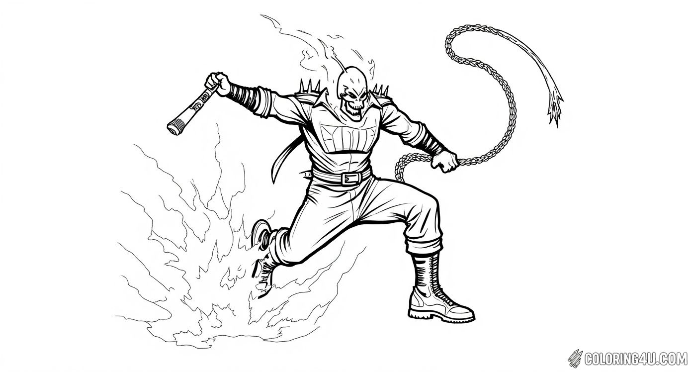 Ghost Rider Action Scene With Whip And Fire