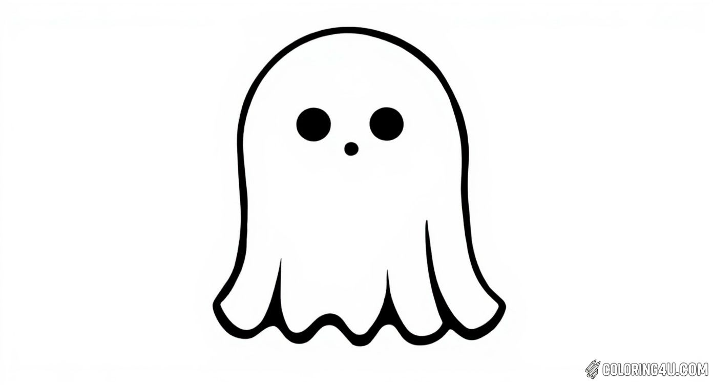Simple Cute Ghost Coloring Page