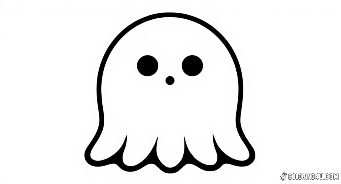 Simple Round Ghost With Big Eyes Coloring Page