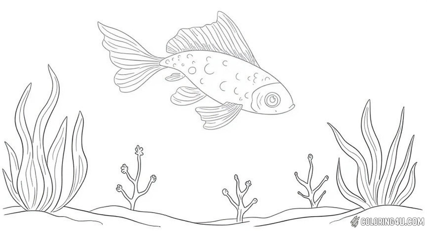 Aquatic Goldfish Swimming Underwater Scene
