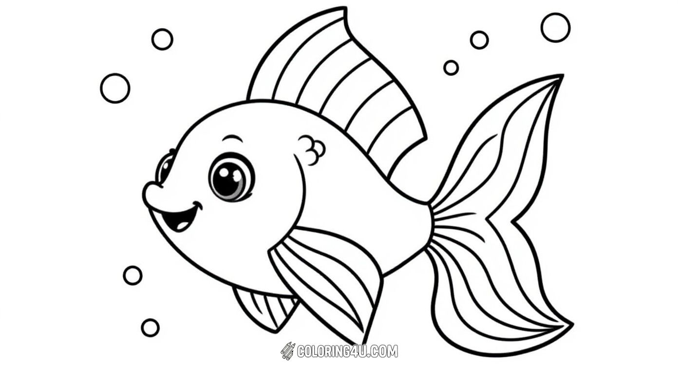 Dive into the underwater world with this adorable goldfish! Its big, happy eyes and flowing fins are waiting for you to bring them to life with your favorite colors. Add fun shades to the bubbles and watch this cheerful fish swim right off the page!