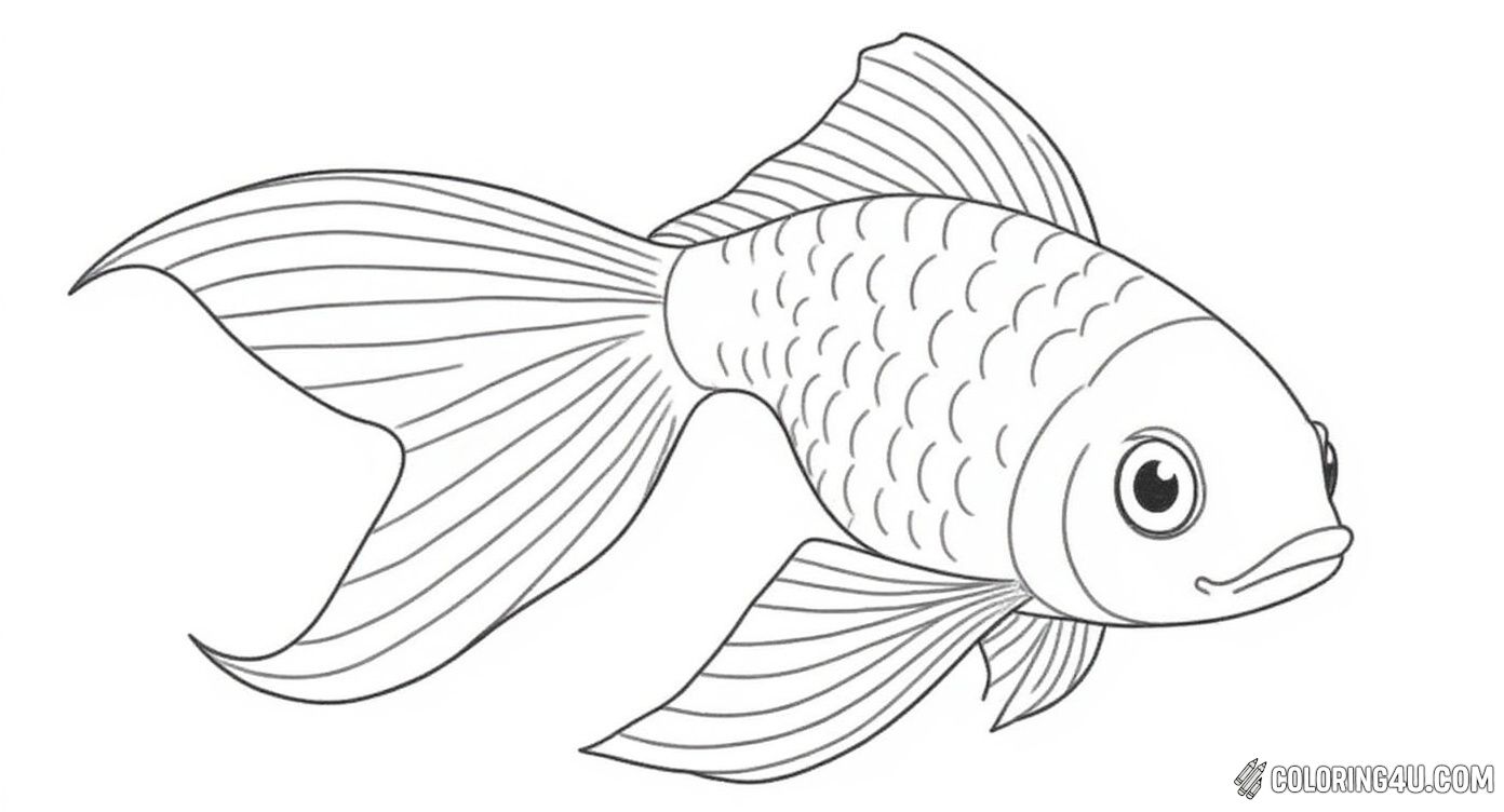 Detailed Realistic Goldfish Coloring Page