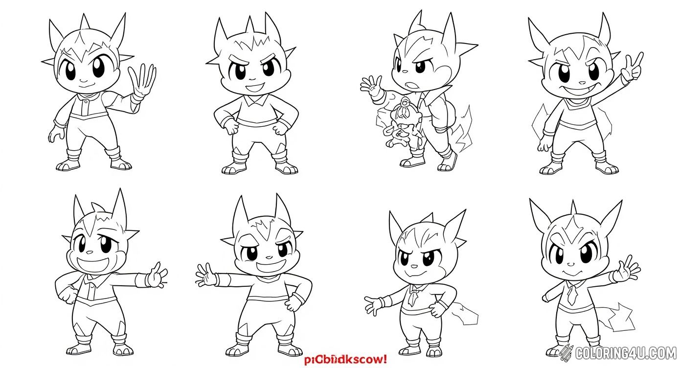 Greninja Evolution Stages With Pokeballs Coloring Page