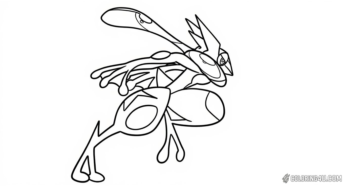 Bring energy to this dynamic coloring page featuring Greninja in a fast and sleek running pose. This action-packed image captures the swift moves of this popular Pokémon, perfect for kids who enjoy coloring exciting characters in motion.