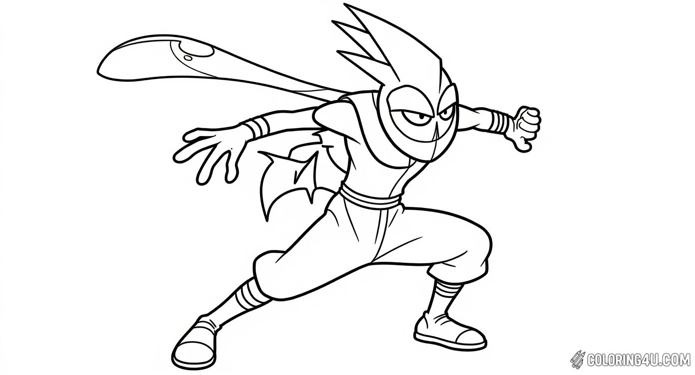 In this dynamic coloring page, Greninja is depicted in a speedy action pose, ready for battle. Kids are invited to color this energetic scene and imagine exciting adventures in the world of Pokémon, highlighting the swift and powerful nature of Greninja.