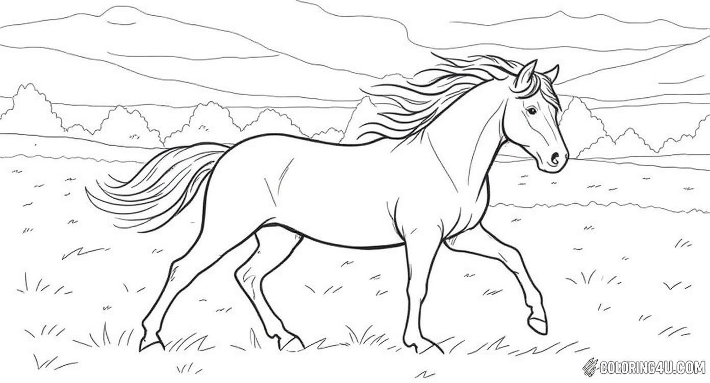 Realistic Horse Running In Field