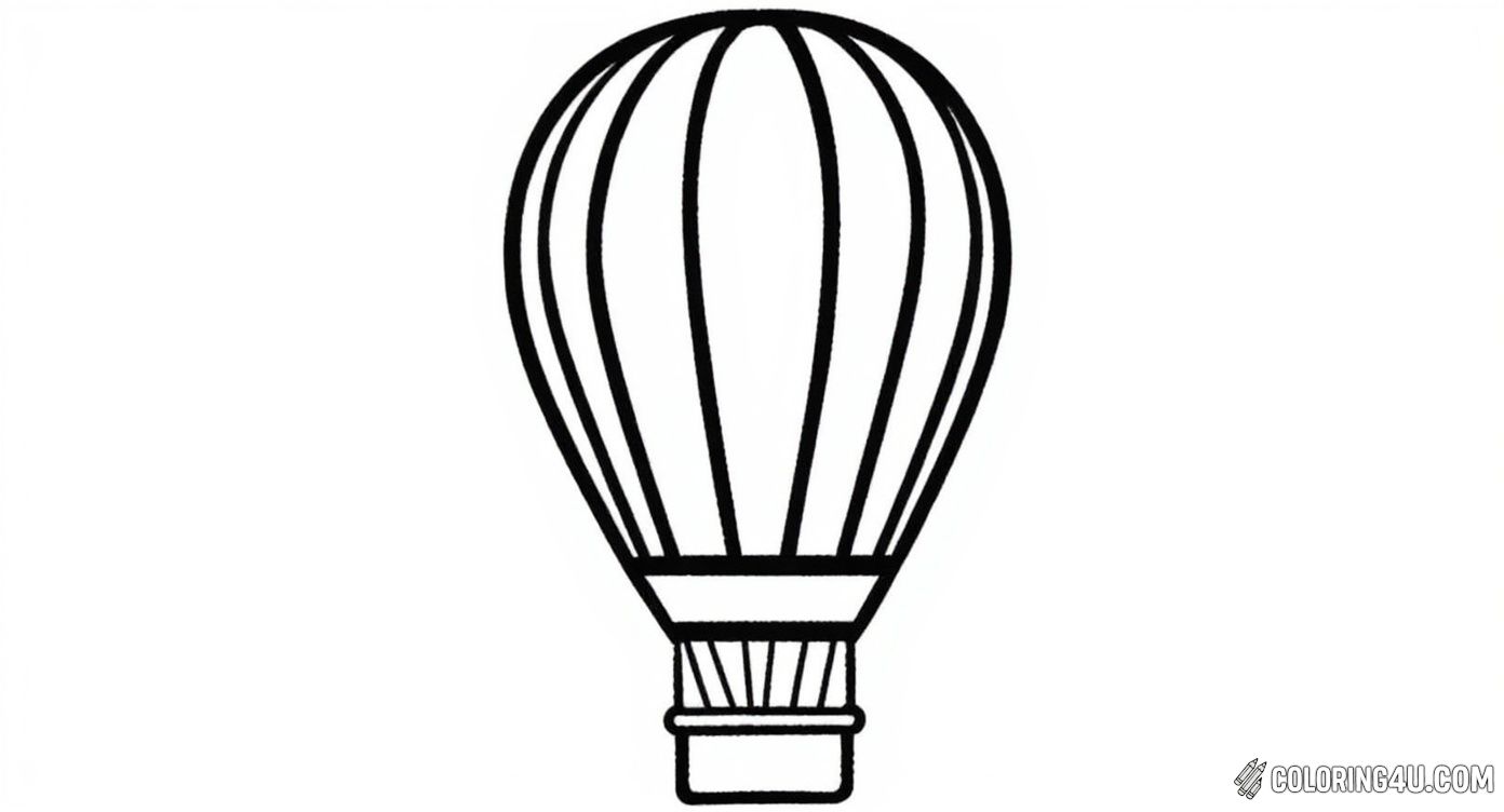 Simple Striped Hot Air Balloon Outline