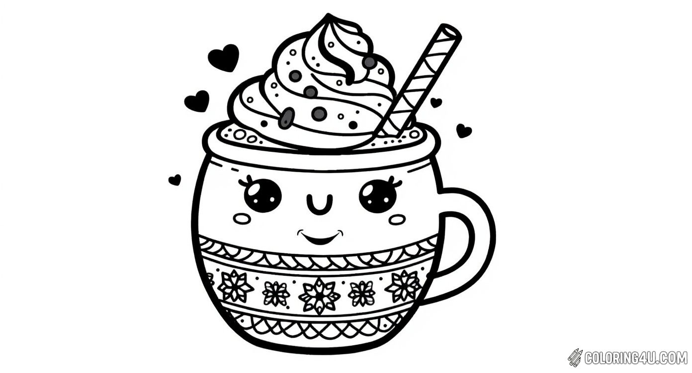 Happy Hot Chocolate Mug With Winter Pattern