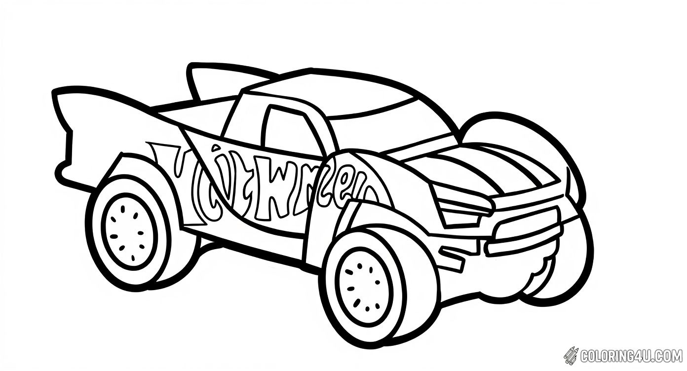 Printable coloring page of Hot Wheels Off Road Truck Outline from the Hot Wheels category.
