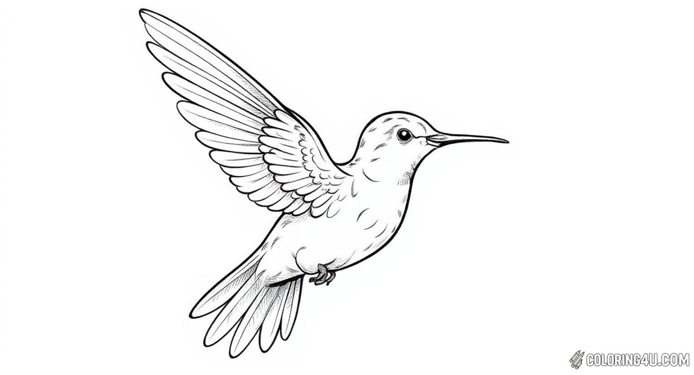 Rufous Hummingbird In Flight Coloring Page