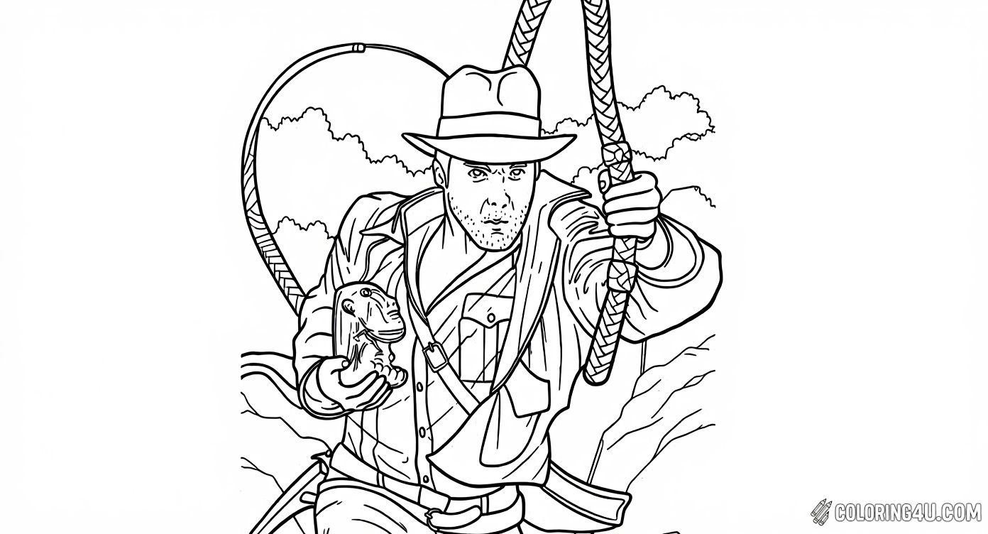 Indiana Jones Holding Monkey Statue With Whip