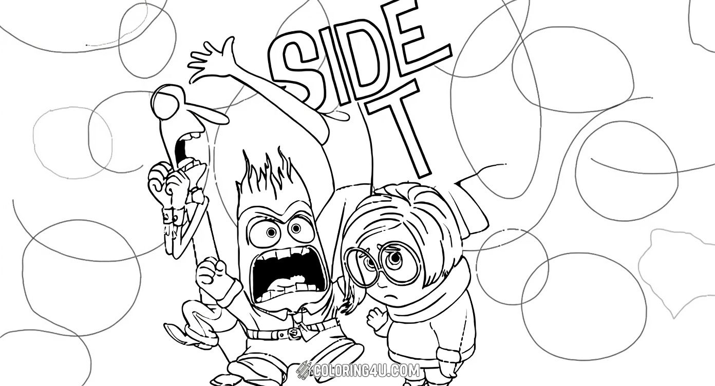 Get ready to add some bright colors to this exciting Inside Out scene! Featuring the lovable emotions Anger, Joy, Sadness, Fear, and Disgust, this page invites kids to join the adventure inside the mind and express their artistic talents.