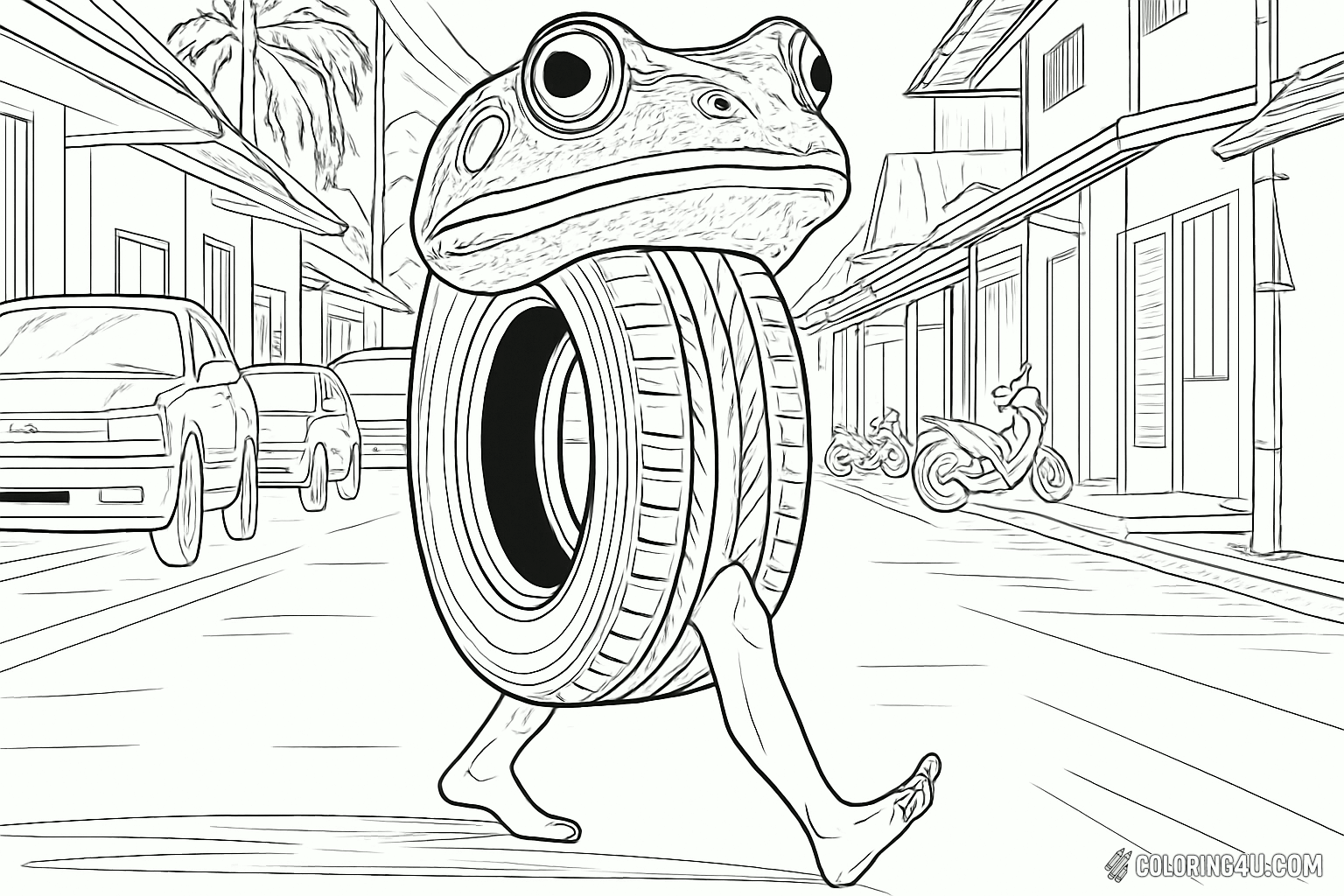 Printable coloring page of Boneca Ambalabu from the Italian Brainrot category.