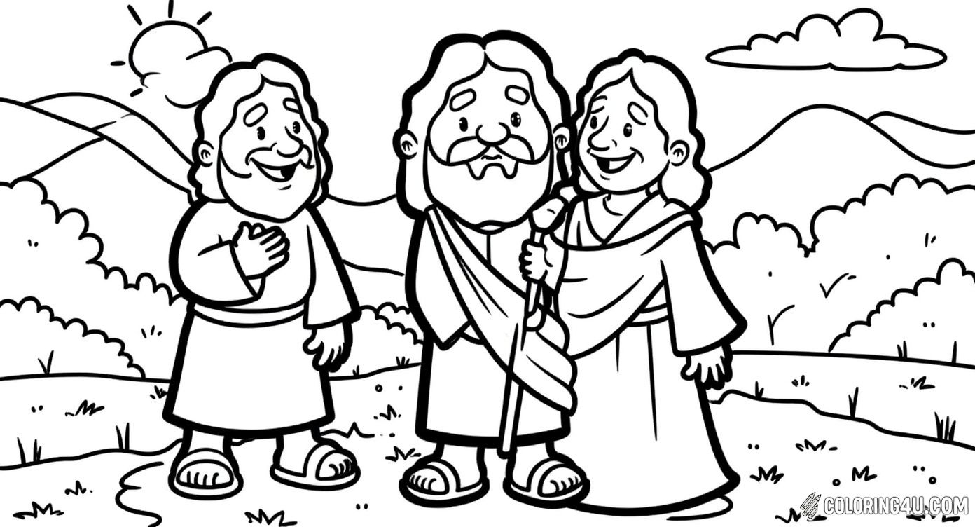 Happy Jesus Shepherd Nature Scene