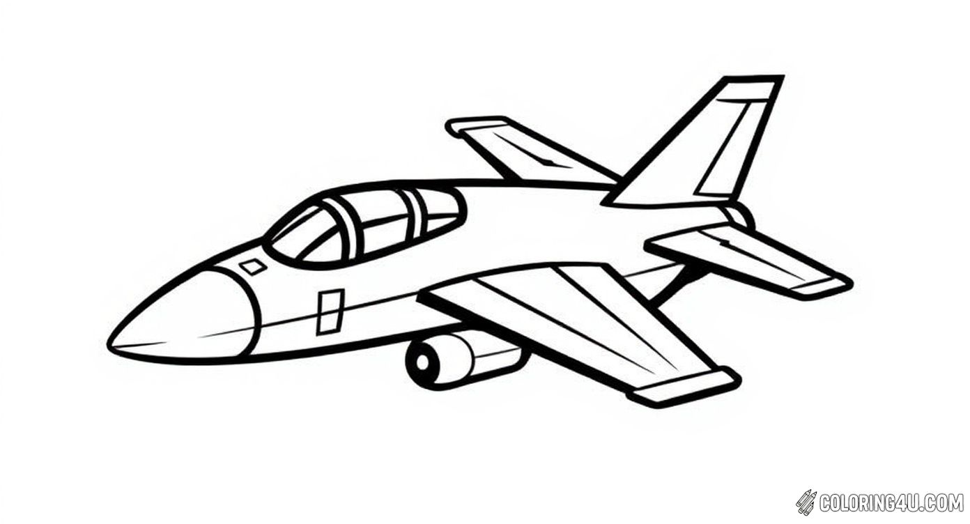 Simple Jet Fighter Coloring Page