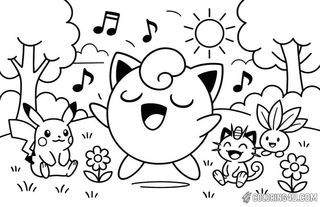 Jigglypuff Drawing Singing In Park