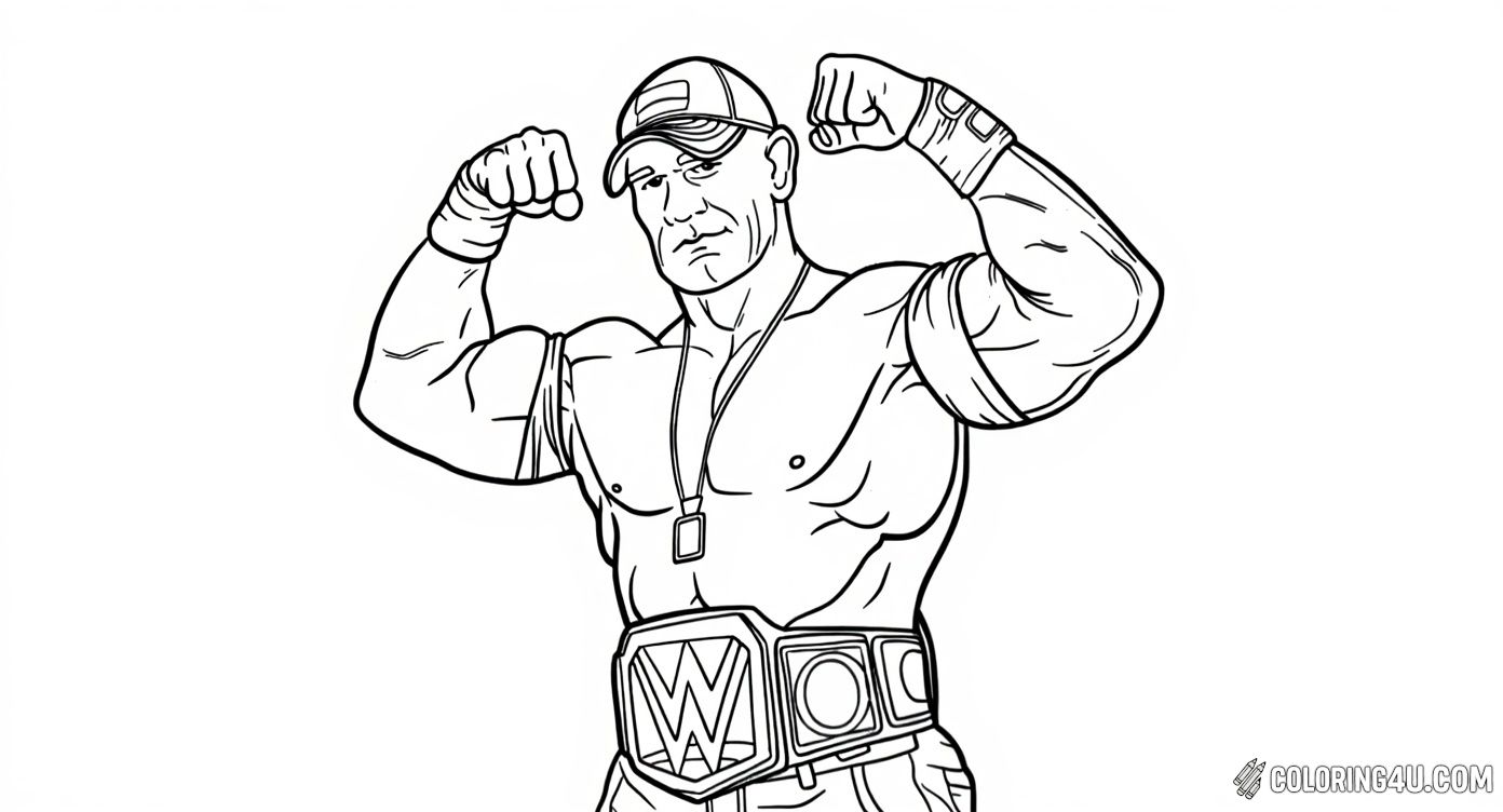 John Cena Flexing Muscles Wwe Champion Belt