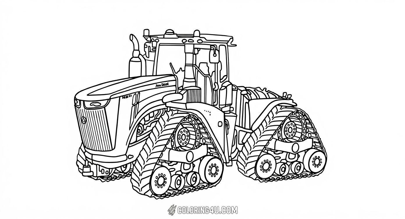 Detailed John Deere Crawler Tractor Coloring Page