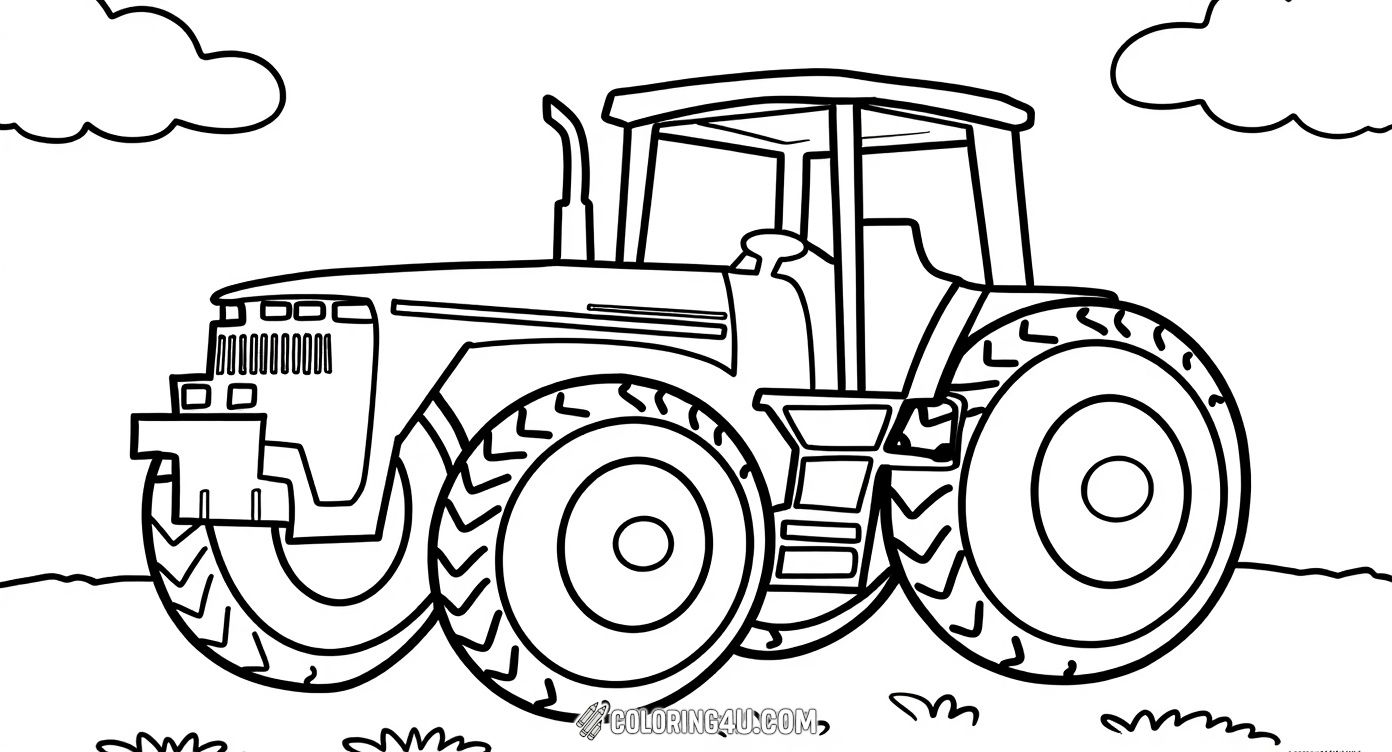 Simple John Deere Tractor Coloring Page