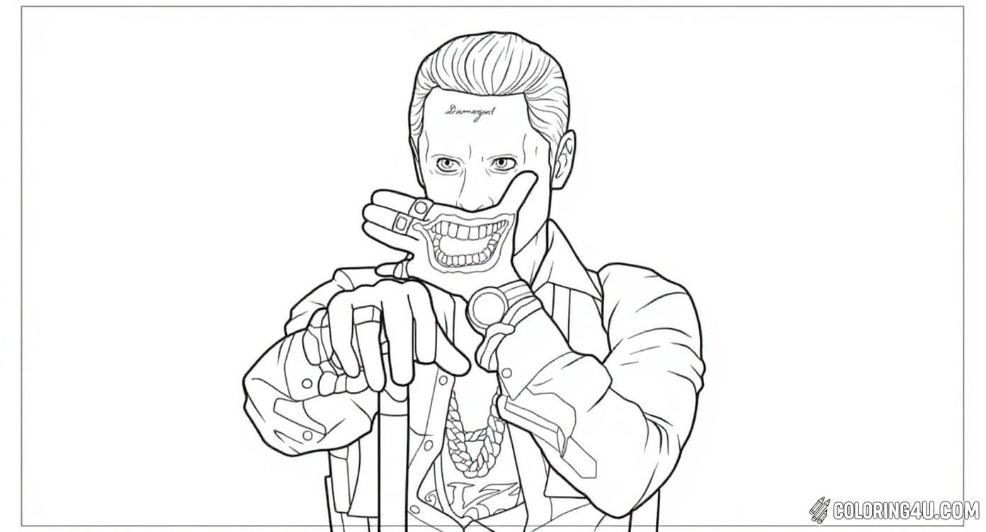 Joker Suicide Squad Hand Grin Coloring Page