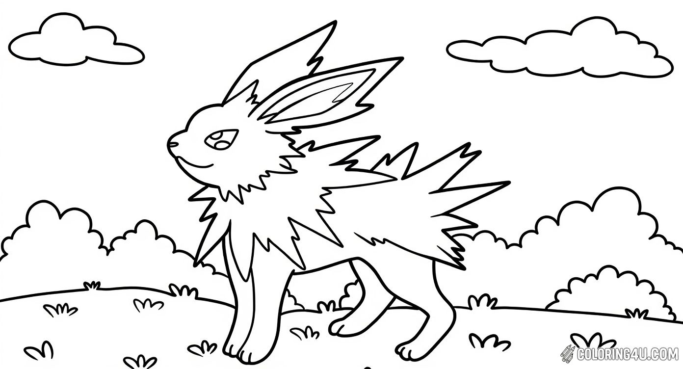 Jolteon Pokemon Open Field Coloring Page