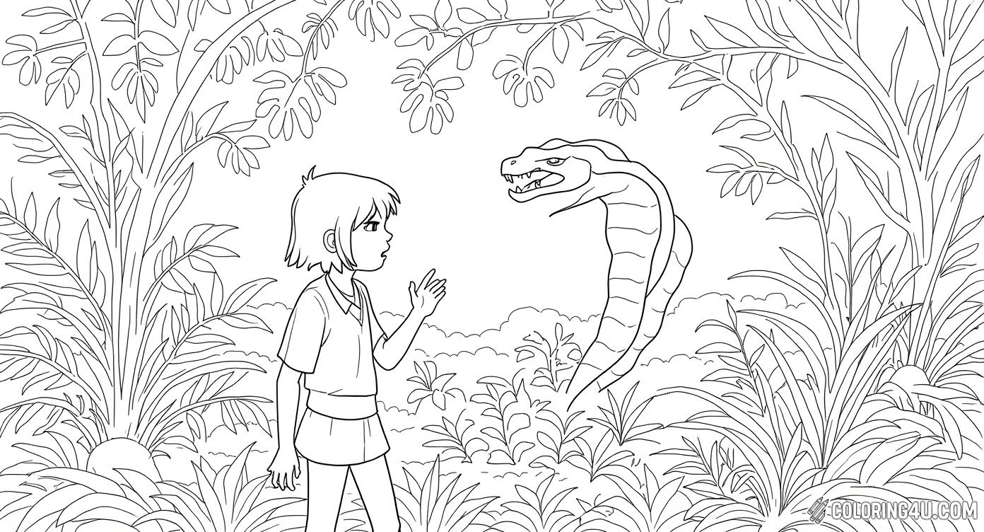 Mowgli Talking To Kaa Snake Jungle Book
