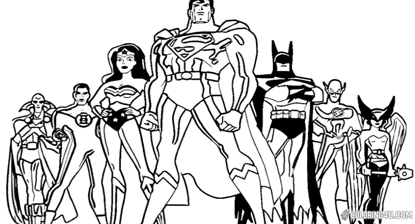 Step back in time with this vintage-style Justice League coloring page showing a fantastic group of superheroes like Superman, Batman, Wonder Woman, and others standing together in bold poses. Perfect for kids who love classic comic book heroes, this page invites creativity and imagination to make these superheroes shine with bright colors!