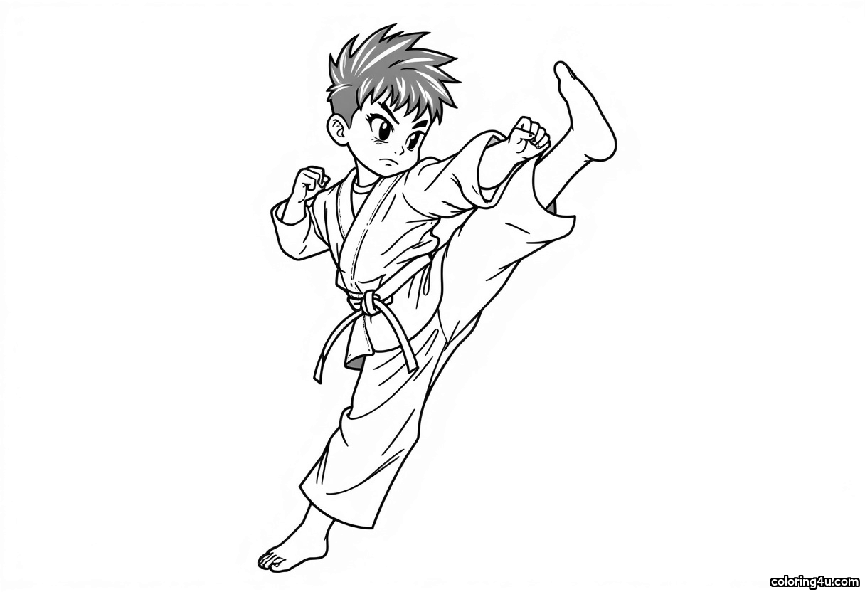 Karate Kid High Kick Coloring Page