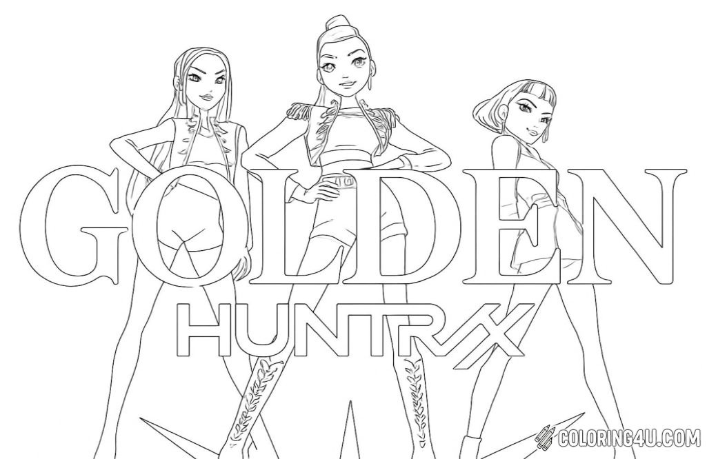Kpop Demon Hunters Golden Huntrix Coloring Page