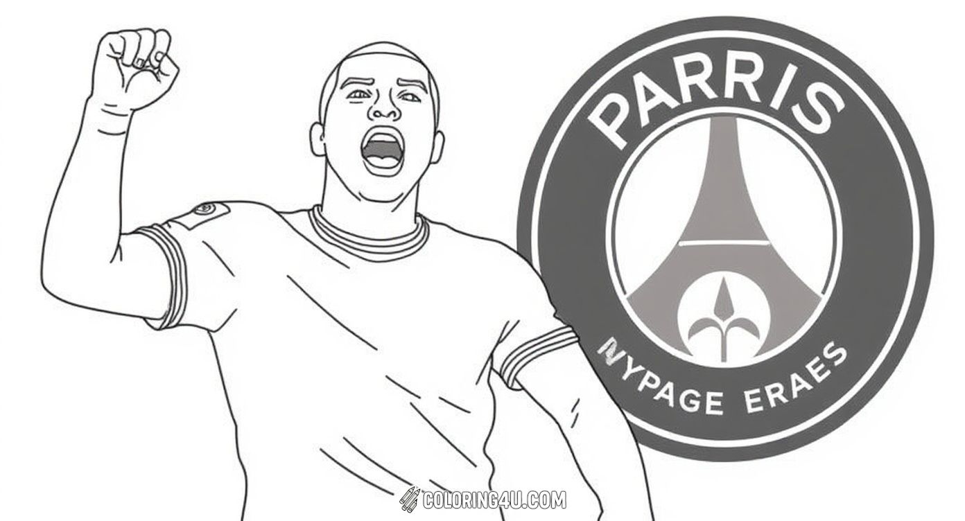 Kylian Mbappe Celebrating Psg Logo Background