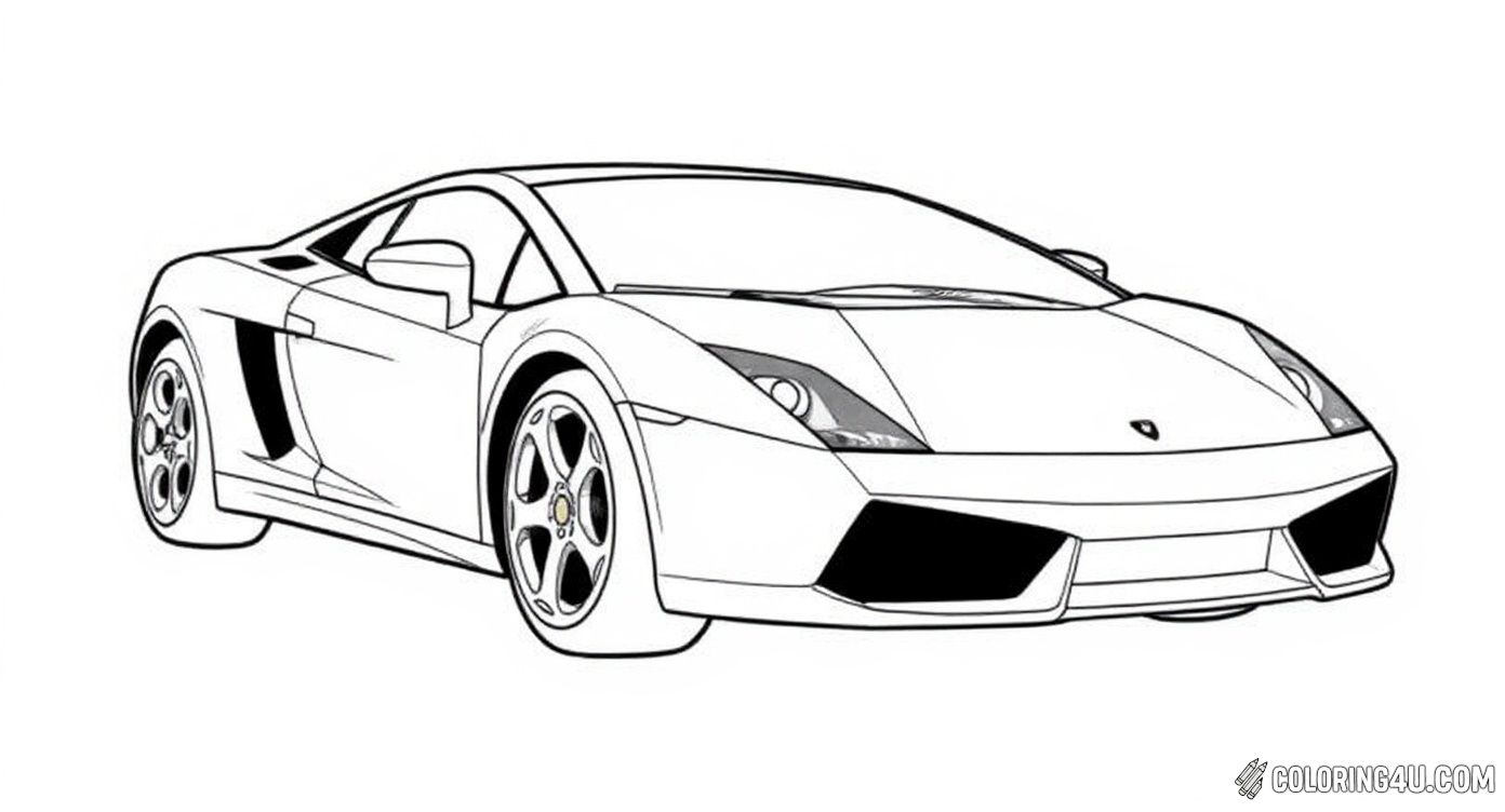 This fun coloring page features a sleek Lamborghini Gallardo with clear lines and bold shapes, perfect for kids who love sports cars. Get creative and bring this speedy car to life with your favorite colors!